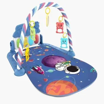 New Born Astronaut Baby Gym Play Mat With Piano Keyboard Music Navy Blue
