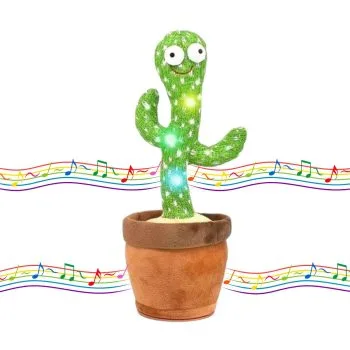 WeeBaby Dancing, Singing, Voice Repeater, Speaking and Talking Cactus USB Rechargeable Battery Plush Toy For Babies Kids Gift