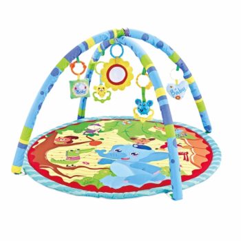 Round Activity Play Gym Mat Soft Fitness Tummy Time Mat 0-12 Months Baby - Blue