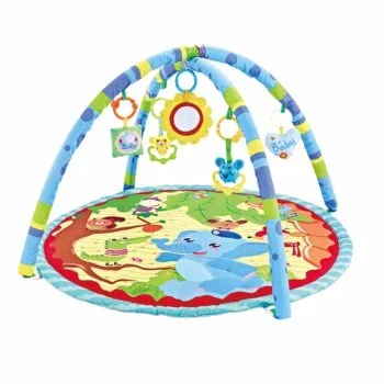 Round Activity Play Gym Mat Soft Fitness Tummy Time Mat 0-12 Months Baby - Blue