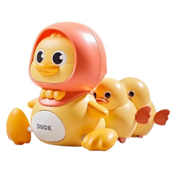 Mama Walking Duck Family with Ducklings Parade Magnetic Musical Toy Swinging, Crawling For Babies Kids