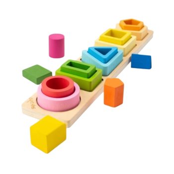 MIMU Montessori Wooden Color and Shape Stacking Board Brain Developement Toys for Babies and Kids