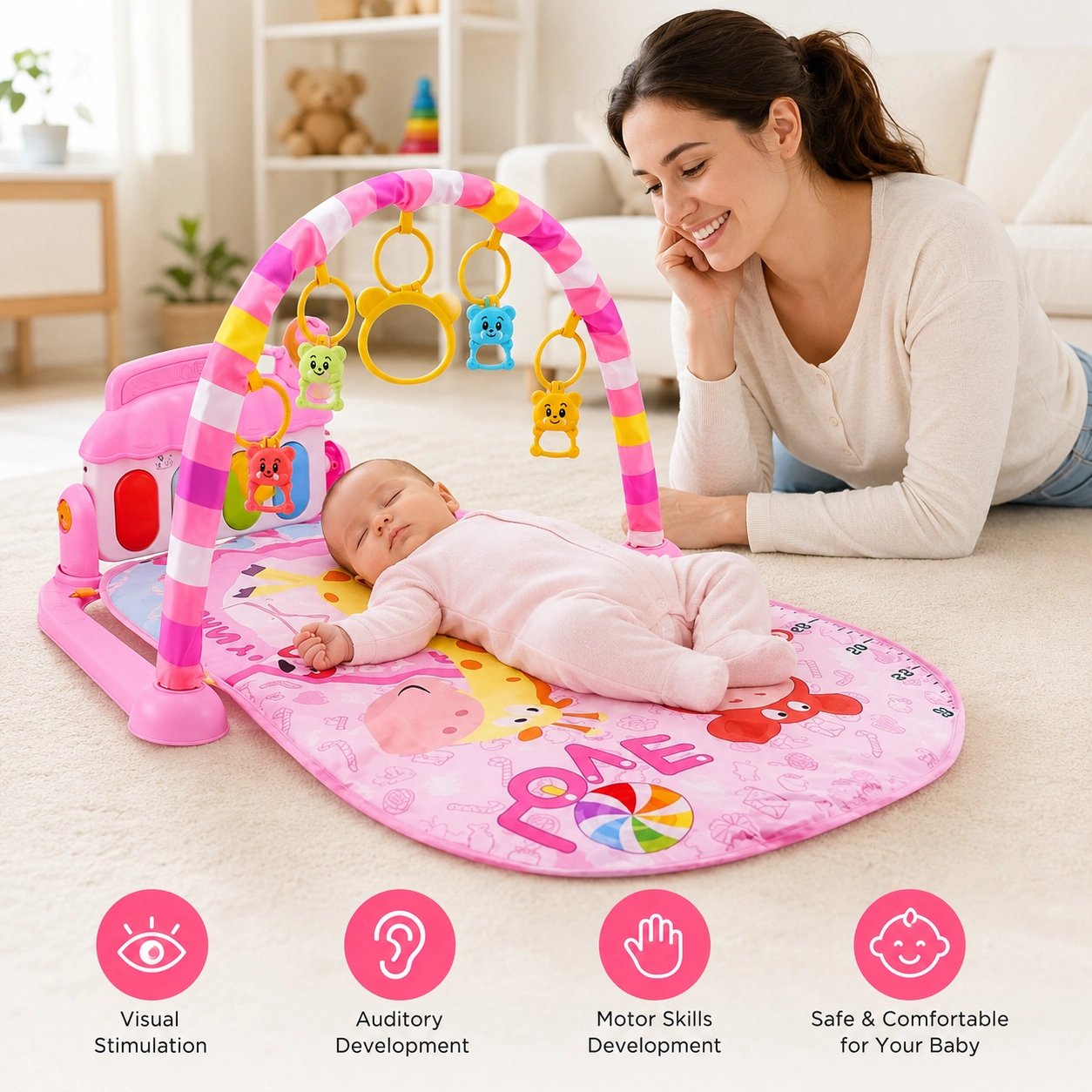Pink gym play mat - 7