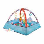 baby play gym mat with net blue color