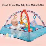 baby play gym mat with net blue color