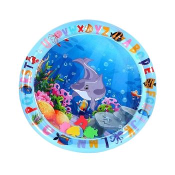 MIMU Baby Inflatable Soft Water Round Play Mat for Tummy Time Dolphin and Sea Graphics
