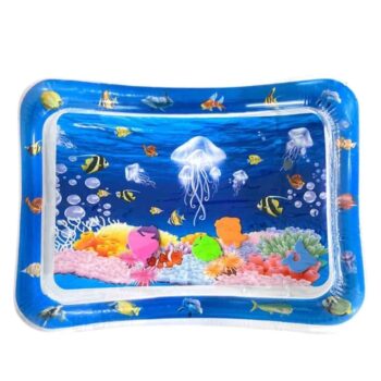 MIMU Baby Inflatable Cushion Square Play Mat for Tummy Time Jellyfish and Sea Graphics