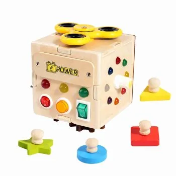 Montessori 6 in 1 Wooden Light Switch Sensory Busy Cube Busy Board with LED Light Online Price UK