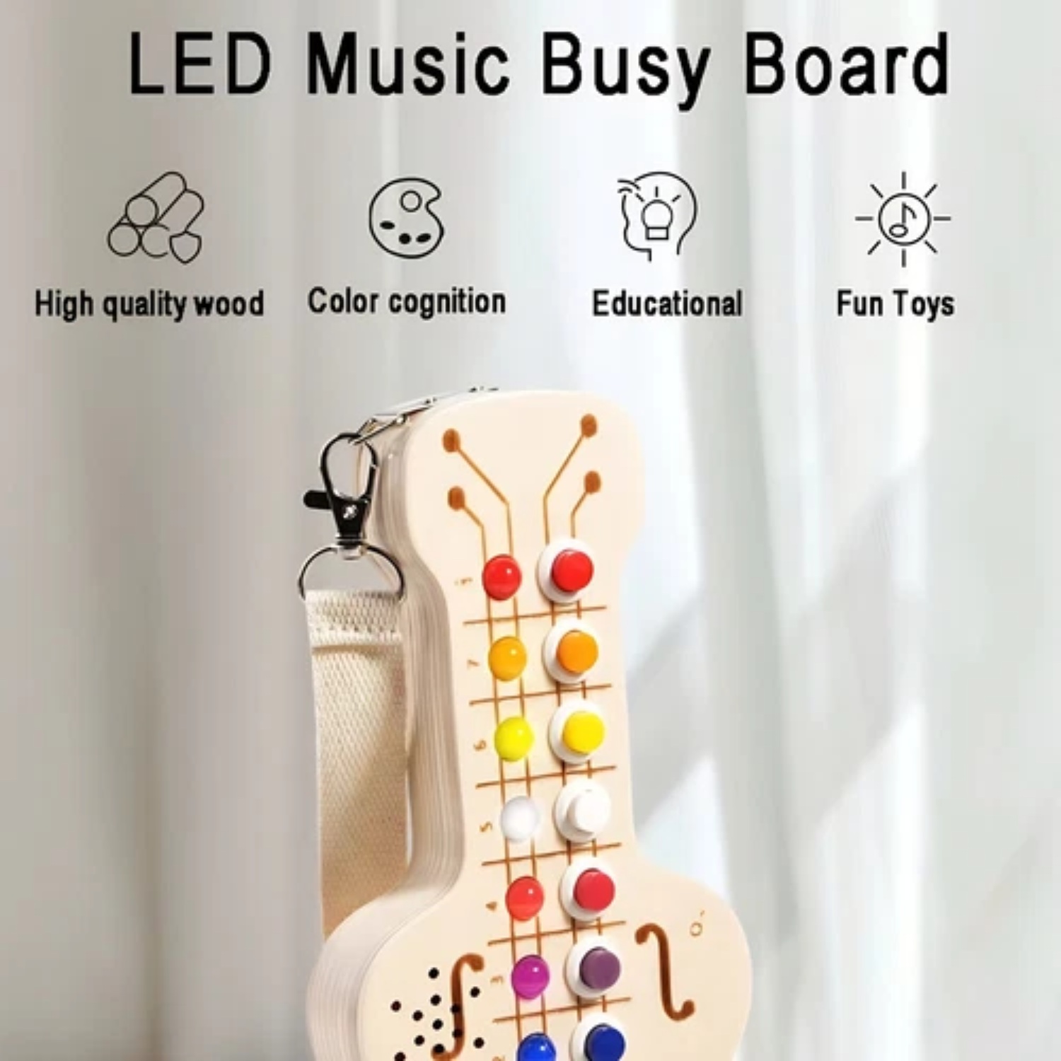 Wooden Guitar Musical Toy with LED Lights (10)
