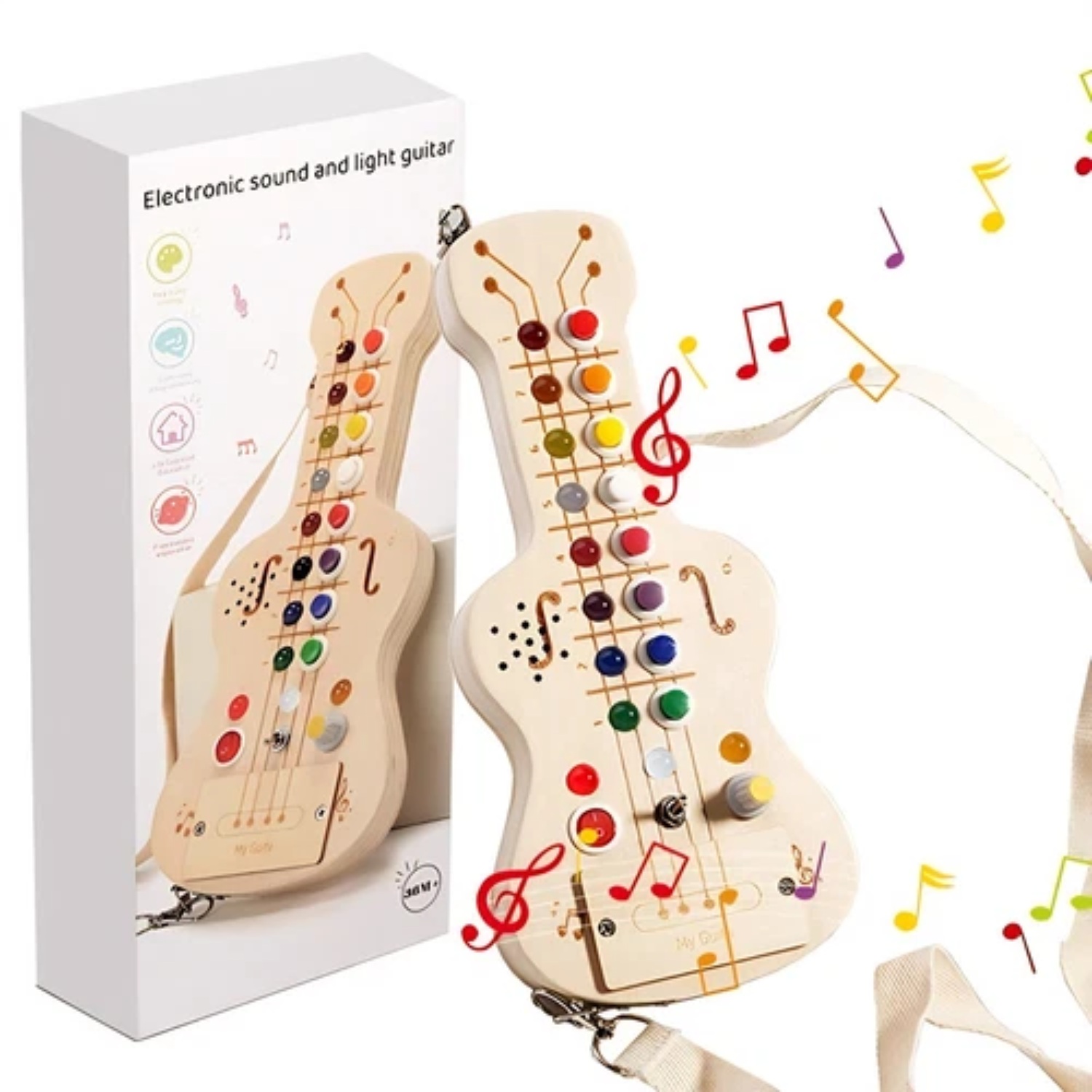 Wooden Guitar Musical Toy with LED Lights (3)