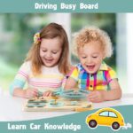 wooden busy board with steering wheel