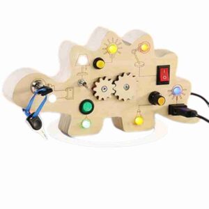 Shop our Dinosaur Sensory Busy Board – a perfect wooden travel toy for toddlers. Montessori-based, ideal for 2-4 year olds. Safe, fun & educational!