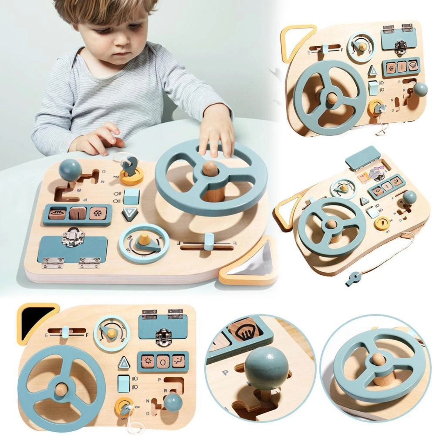 wooden busy board with steering wheel (3)