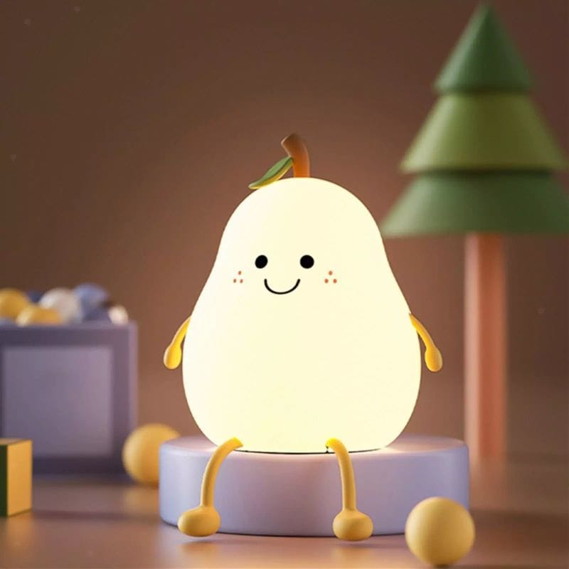thumbnail image 2 of USB Rechargeable Pear Night Light – Soft Silicone LED Table Lamp With Adjustable Brightness 2 of 14