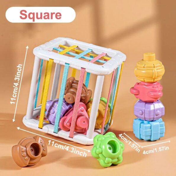 Montessori shape sorting toy for babies aged 0–12 months. Safe, BPA-free sensory blocks to boost motor skills, colour recognition & tactile play. UK stock.