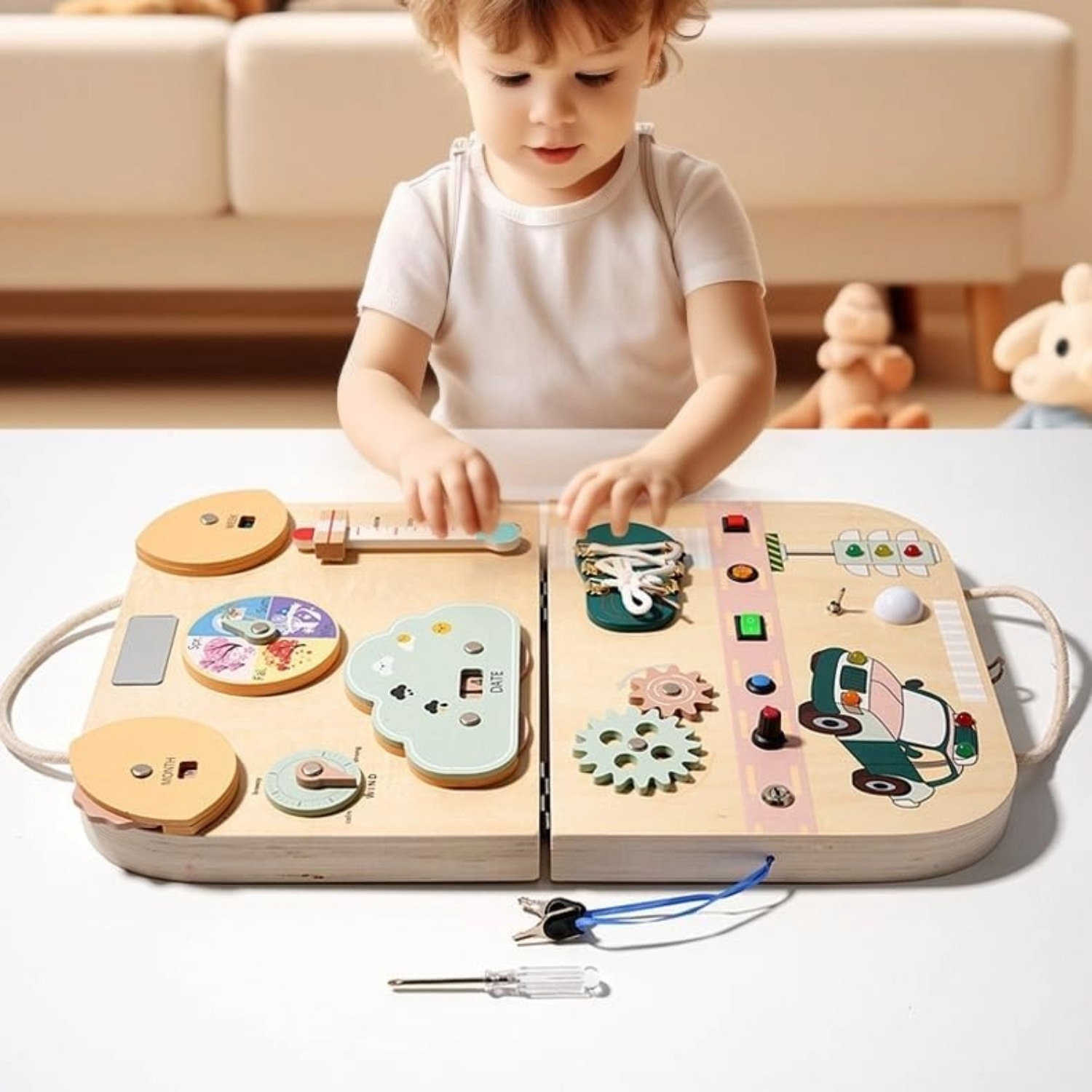 Montessori Busy Board Toy Toolbox for Kids (13) The Ultimate Hands-On Learning Tool: Why Children Love the Montessori Wooden Busy Board Toolbox Toy
