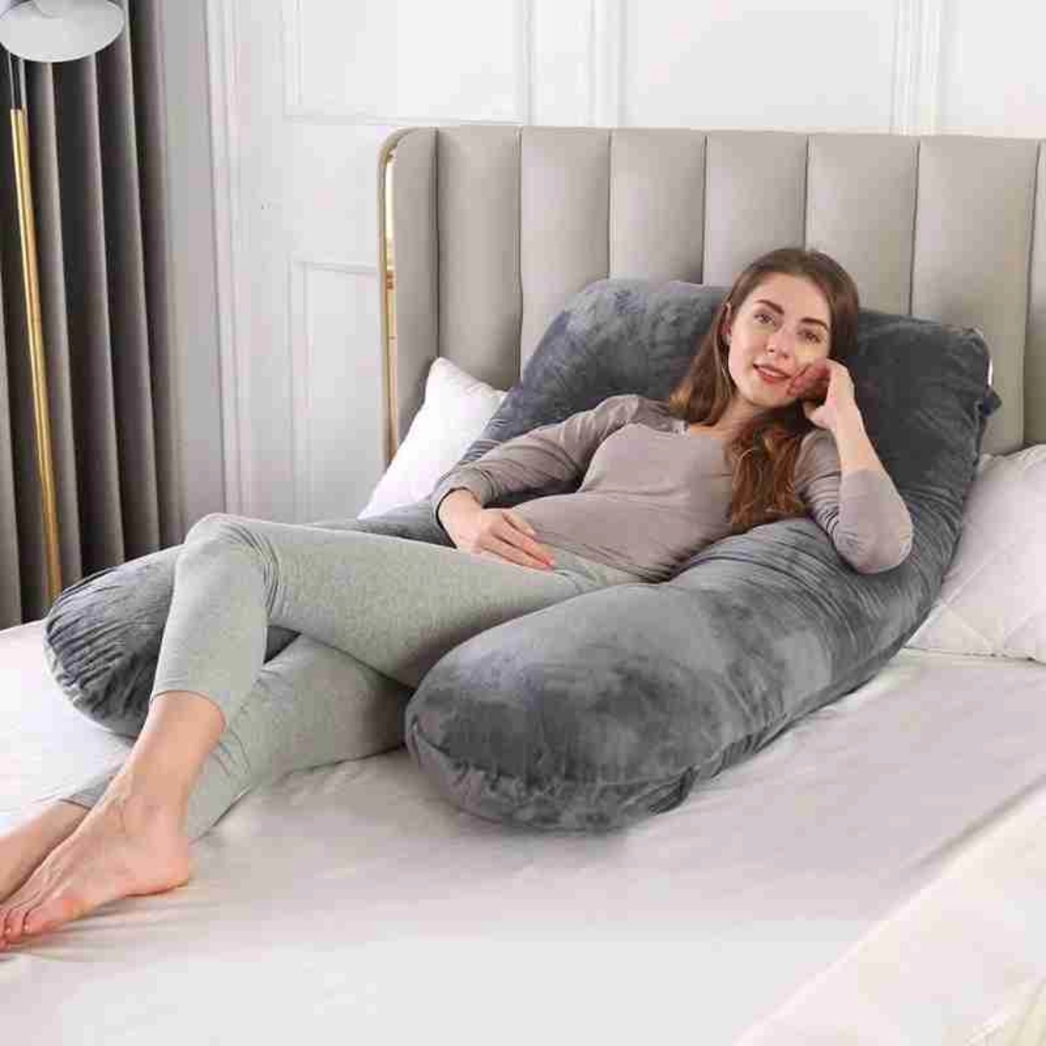 XL Maternity Pillow – U-Shaped 57 Full Body Pregnancy Support Cushion (21)