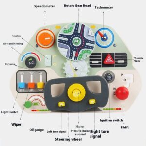 Wooden Steering Wheel Sensory Busy Board.