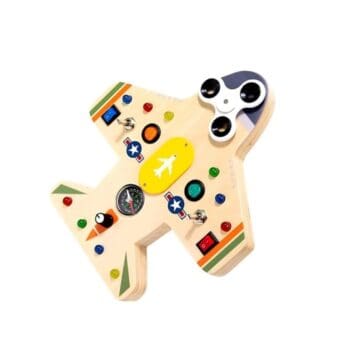 Montessori Aeroplane Busy Board with LED Light Switches