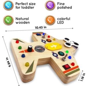 Montessori Aeroplane Busy Board with LED Light Switches 