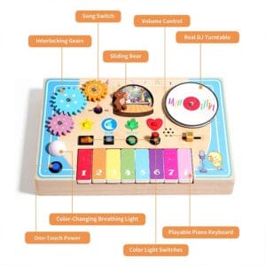 Wooden Montessori DJ Music Busy Board