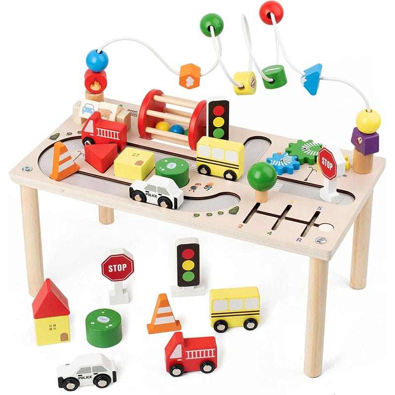 Wooden Montessori Activity Table for Toddlers (1) Wooden Montessori Activity Table for Toddlers